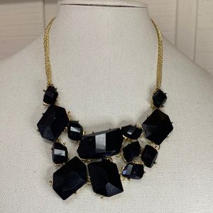 Geometric abstract faceted black stone style necklace